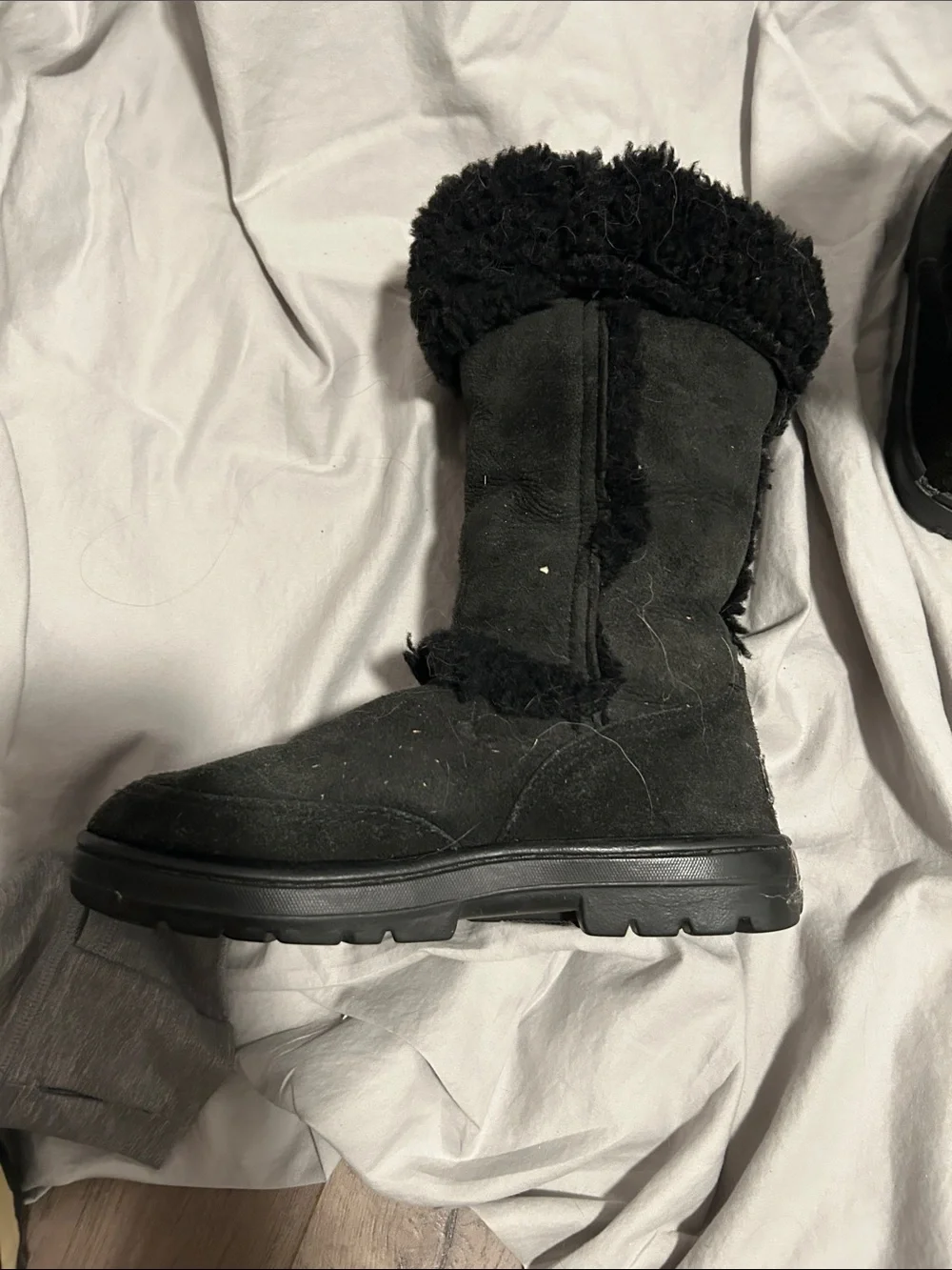 UGG Black Shearling-Trim Mid-Calf Winter Boots